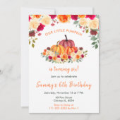 Invitation Floral Automne Orange Citrouille fête d'anniversai (Devant)