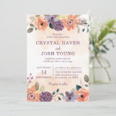 Invitation Floral automne violet et orange Mariage automne (Debout devant)