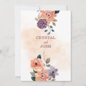 Invitation Floral automne violet et orange Mariage automne (Dos)