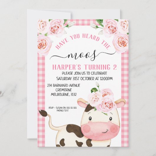 Invitation Floral Avez-Vous Entendu L'Anniversaire De Moos (Devant)