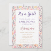 Invitation Floral Baby Girl Shower (Devant)