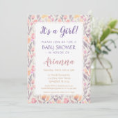 Invitation Floral Baby Girl Shower (Debout devant)