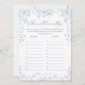 Invitation Floral Baby shower Bleu Guest Age Game Card (Devant)