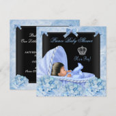 Invitation Floral Baby shower garçon africain-américain (Devant / Derrière)