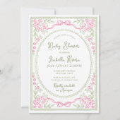 Invitation Floral Baby Shower Pink and Green (Devant)