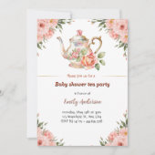 Invitation Floral Baby shower Tea Party (Devant)