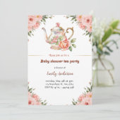Invitation Floral Baby shower Tea Party (Debout devant)