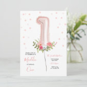 Invitation Floral Balloon Premier Anniversaire Fil (Debout devant)