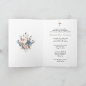 Invitation Floral Baptême Baby Photo Scripture Croix (Intérieur)