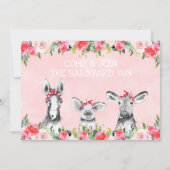 Invitation Floral Barnyard Animaux de ferme Anniversaire Invi (Dos)