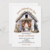 Invitation Floral Barnyard Mariage (Devant / Derrière)
