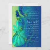 Invitation Floral bat mitzvah bleu et Aqua (Devant)