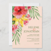 Invitation Floral Beach Colorful Tropical Destination Mariage (Devant)