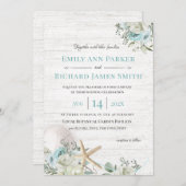 Invitation Floral Beach Driftwood Mariage (Devant / Derrière)