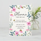 Invitation Floral Bee Premier anniversaire (Debout devant)