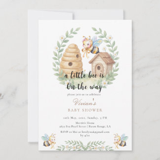 Invitation Floral Beehives and Little Bee Baby Shower