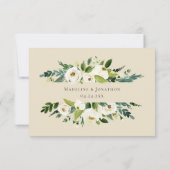 Invitation Floral Beige Blanc Vert Élégant Crest RSVP (Dos)