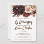 Invitation Floral beige Brown 1er anniversaire Mariage (Devant)