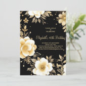 Invitation Floral Beige et Boho noir 40e anniversaire (Debout devant)