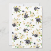 Invitation Floral Beige Marine Aquarelle Peonies Fête des mar (Dos)