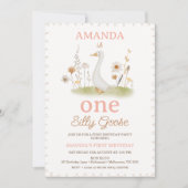 Invitation Floral Beige Rustique Une oie Silly 1er anniversai (Devant)