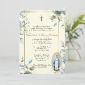 Invitation Floral Bienheureux Mary Catholique Baptême Invitat (Debout devant)