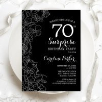 Floral Black White Surprise 70e anniversaire