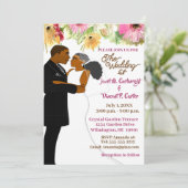 Invitation Floral blanc Africain-Américain Mariage (Debout devant)