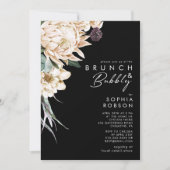 Invitation Floral blanc | Black Brunch et Bubbly (Devant)