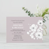 Invitation Floral blanc croqué sur Mariage chrétien rose (Debout devant)