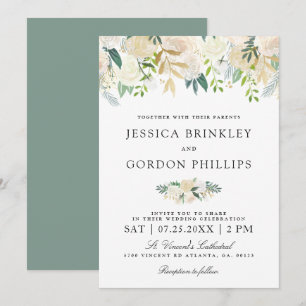 Invitation floral blanc de mariage du bouquet   de