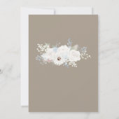 Invitation Floral blanc d'hiver et Mariage de Noël Taupe (Dos)