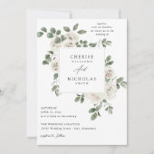 Invitation Floral blanc et Mariage d'Eucalyptus (Devant)