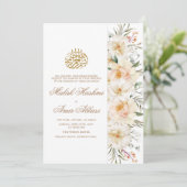 Invitation Floral blanc et Mariage musulman blanc (Debout devant)