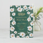 Invitation Floral blanc et Mariage musulman islamique vert (Debout devant)