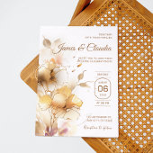 Invitation Floral blanc et or Rustique moderne Mariage doré