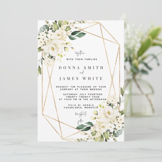 Invitation Floral blanc | Hydrangea blanc (Debout devant)