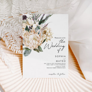 Invitation Floral Blanc Le Mariage De