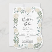 Invitation Floral blanc Mariage espagnol (Devant)
