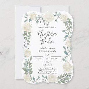 Invitation Floral blanc Mariage espagnol