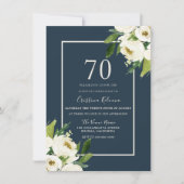 Invitation Floral blanc moderne Elégant vert 70e anniversaire (Devant)