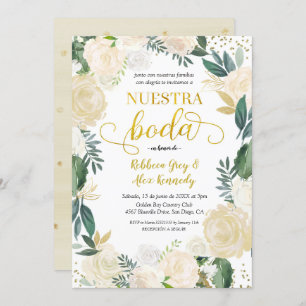 Invitation Floral blanc Nuestra Boda Mariage mexicain Invitat