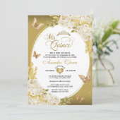Invitation Floral Blanc Or Tiara Butterfly Mis Quinceañera (Debout devant)