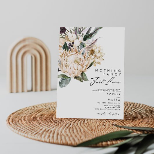 Invitation Floral blanc Rien de fantaisie Juste aimer Mariage