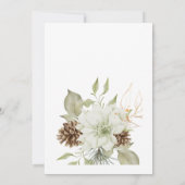 Invitation Floral blanc rustique avec Pinecone (Dos)