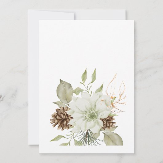 Invitation Floral blanc rustique avec Pinecone (Dos)