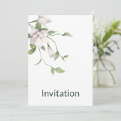 Invitation Floral blanc simple, moderne, élégant (Debout devant)