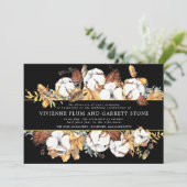 Invitation Floral blanc sur Mariage de automne noir et or (Debout devant)