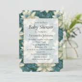 Invitation Floral blanc turquoise (Debout devant)