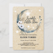 Invitation Floral Blanc Twinkle Petit Baby shower étoile (Devant)